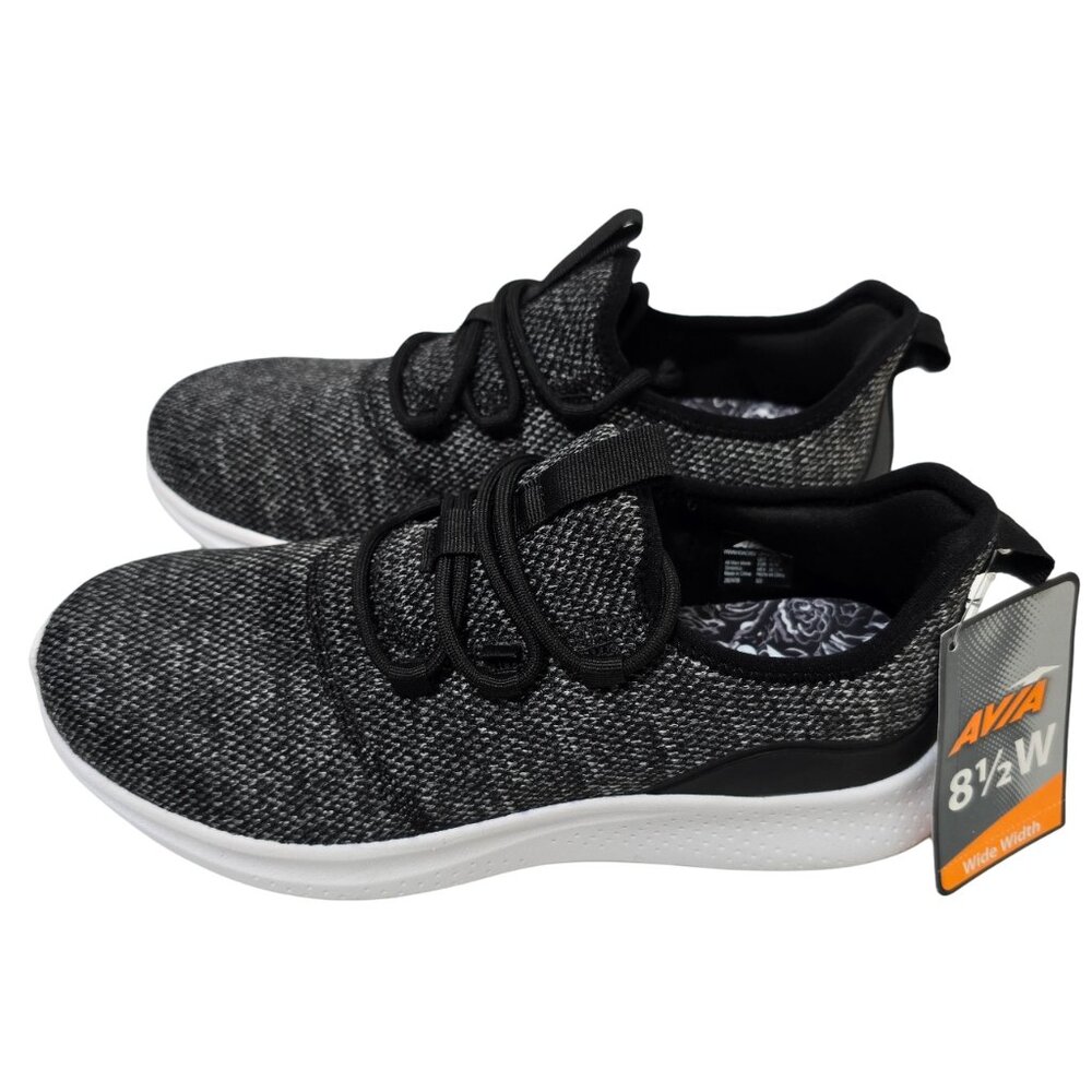 Womens Comfortable Memory Foam Lightweight Trainer Sneakers Avia Knit Black
